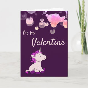 Sei mein Valentinstag Rosa Süßes Einhorn Valentins Feiertagskarte