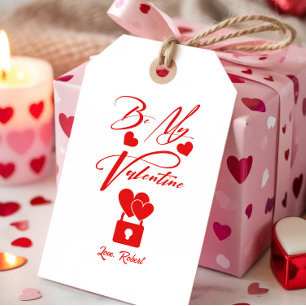 Sei mein Valentinstag Rot Weiße Typografie Geschenkanhänger