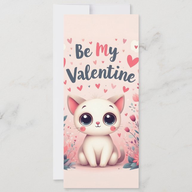 Sei mein Valentinstag süße Katze Illustration (Vorderseite)