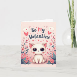 Sei mein Valentinstag süße Katze Illustration Dankeskarte