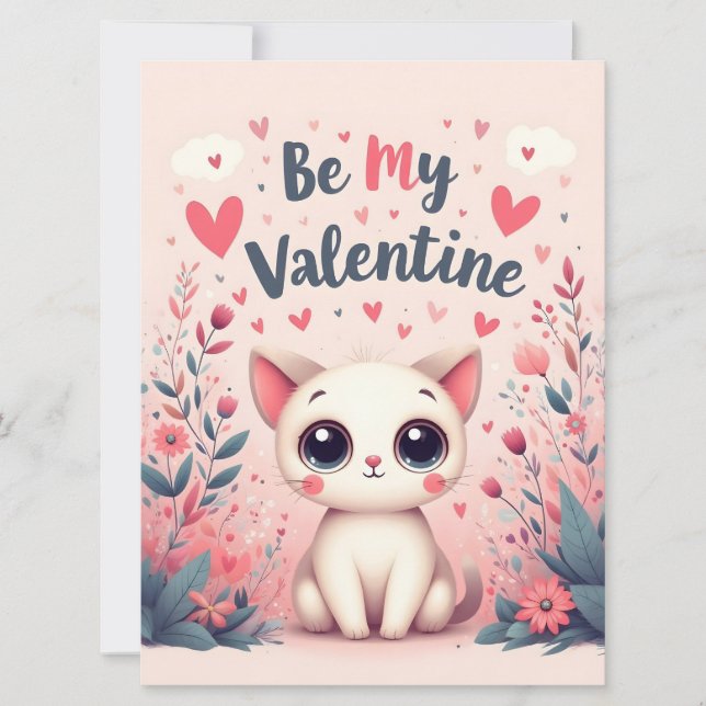 Sei mein Valentinstag süße Katzenillustration (Vorderseite)