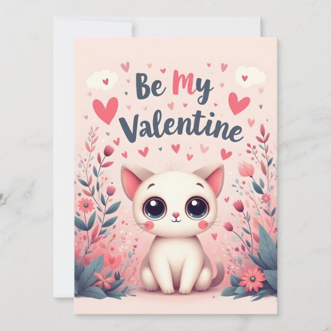Sei mein Valentinstag süße Katzenillustration (Vorderseite)