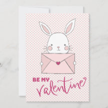 Sei mein Valentinstag White Rabbit Rosa Buchstabe