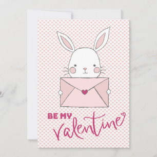 Sei mein Valentinstag White Rabbit Rosa Buchstabe