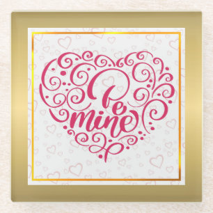 Sei Mein" Vintage-Text: Frohen Valentinstag Glasuntersetzer