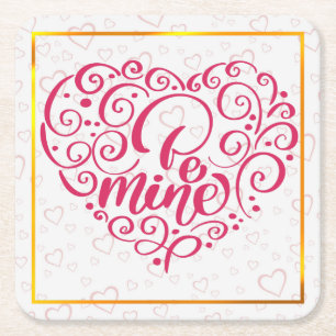 Sei mein" Vintager Text: Happy Valentine's Day Rechteckiger Pappuntersetzer
