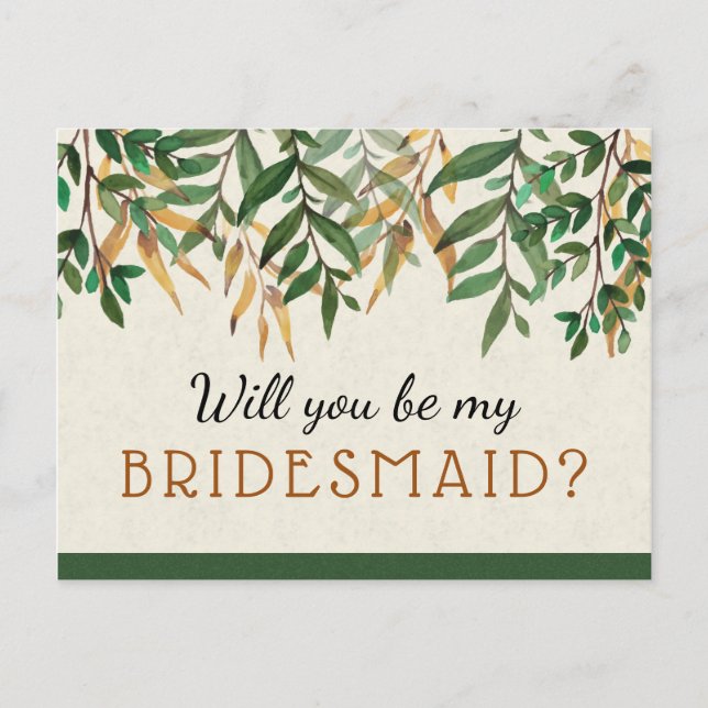 Sei meine Bridesmaid Einladungspostkarte (Vorderseite)