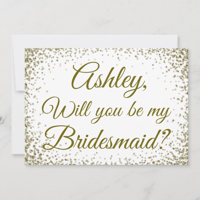 Sei meine Bridesmaid | Gold Confetti Glitzer Einladung (Vorderseite)