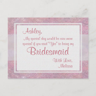 Sei meine Bridesmaid   Helles Pink Einladungspostkarte