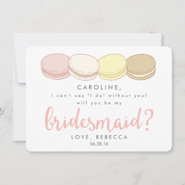 Sei meine Bridesmaid-Karte | Französisch-Macarons Einladung (Vorderseite)