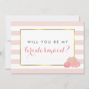 Sei meine Bridesmaid-Karte Rosa Streifen und Ros Einladung