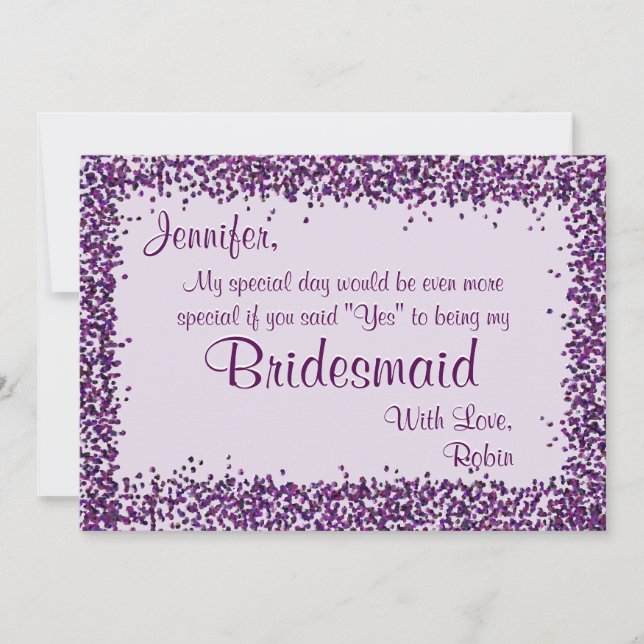 Sei meine Bridesmaid | Lavender Confetti Einladung (Vorderseite)