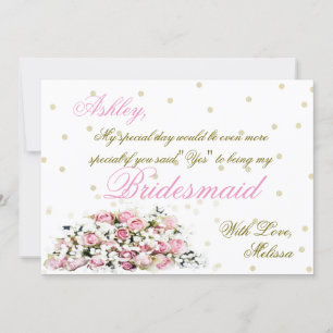 Sei meine Bridesmaid Rosa Rosen Einladung