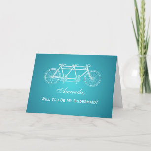 Sei meine Bridesmaid Tandem-Bike Türkis Einladung