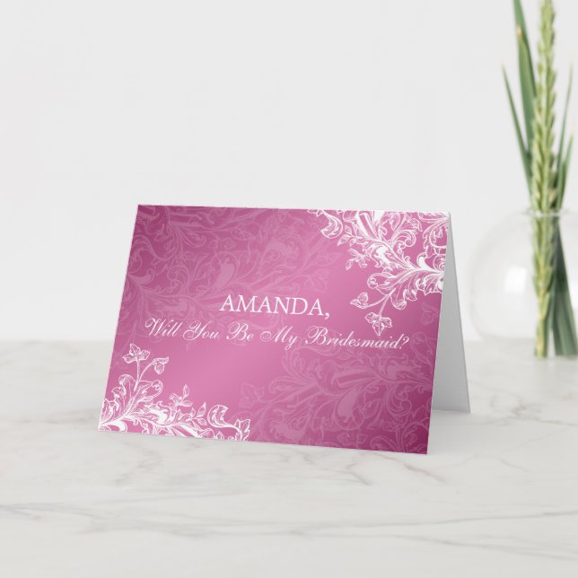 Sei meine Bridesmaid Vintagen Wirbel rosa Einladung (Vorderseite)