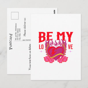 Sei meine Liebe Retro-Herz-Rose-Biker-Valentinstag Postkarte