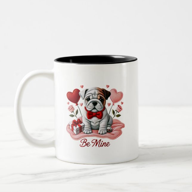 Sei meine Valentine English Bulldog-Tasse Zweifarbige Tasse (Links)