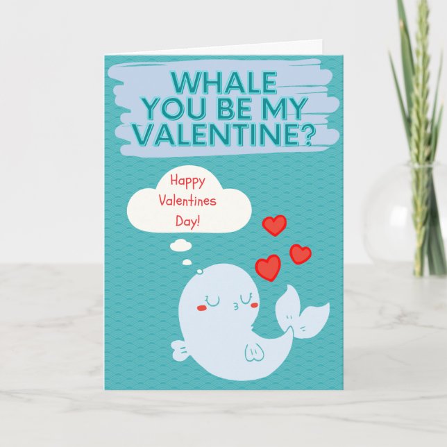 Sei meine Valentine Funny Whale Card Karte (Vorderseite)