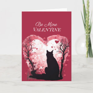Sei meine Valentine Red Hearts Black Cat Feiertagskarte