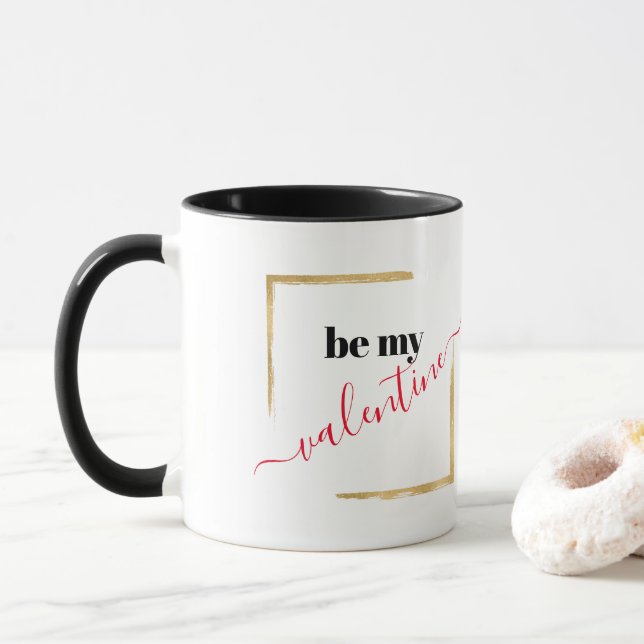 Sei meine Valentine White Typografy-Geschenkidee T Tasse (Mit Donut)
