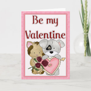Sei meine Valentinskatze und Hund Grußkarte d5 Feiertagskarte