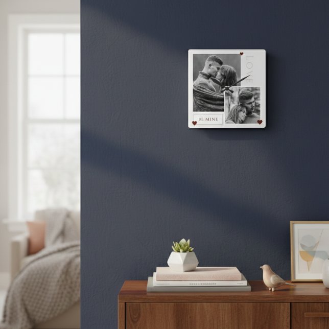Sei meine Valentinstag Foto Liebe Quadratische Wanduhr (Von Creator hochgeladen)