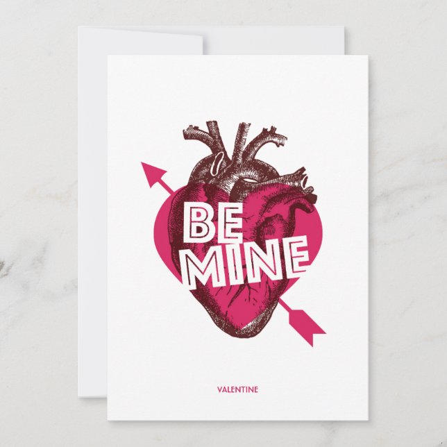 Sei meins! Valentine Flat Card. Herz und Pfeil. Karte (Vorderseite)