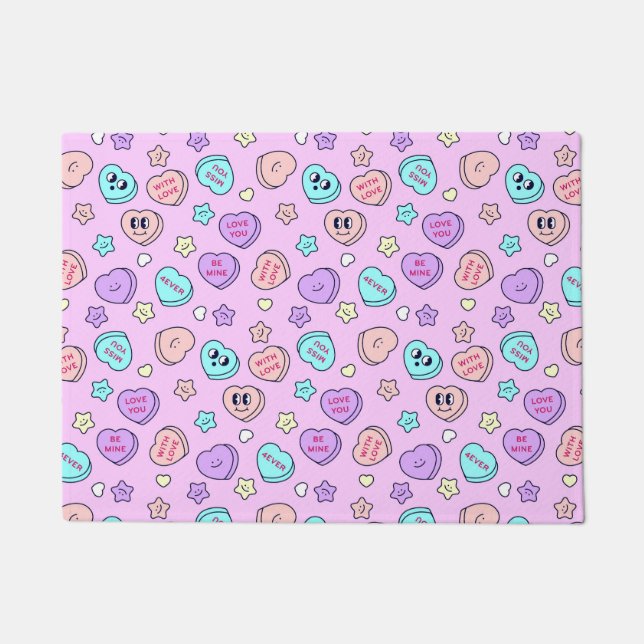 Sei Mine Pastel Heart und Star Lavender Fußmatte (Vorderseite)