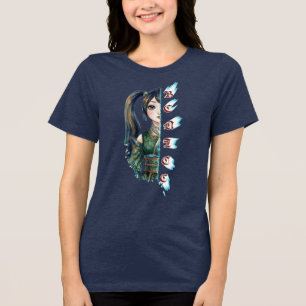 Sei nett Anime-Mädchen geteiltes Porträt Smaragdgr Tri-Blend Shirt