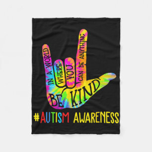 Sei nett Asl Liebe Gebärdensprache Hand Autismus-B Fleecedecke