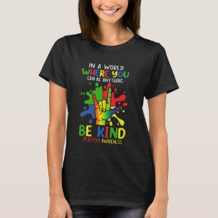Sei nett ASL Liebes-Gebärdensprache Hand Autismus- T-Shirt