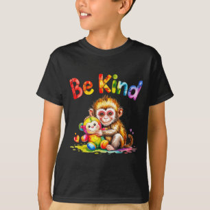 Sei nett Autismus-Bewusstsein Affe Plüsch Umarmung T-Shirt