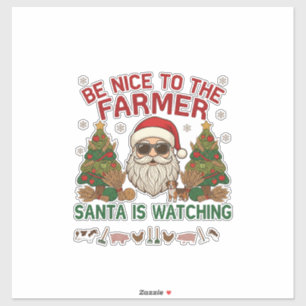 Sei nett Bauer Santa Weihnachten Farm Tiere Aufkleber