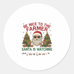 Sei nett Bauer Weihnachtsmann Weihnachten Bauernho Runder Aufkleber