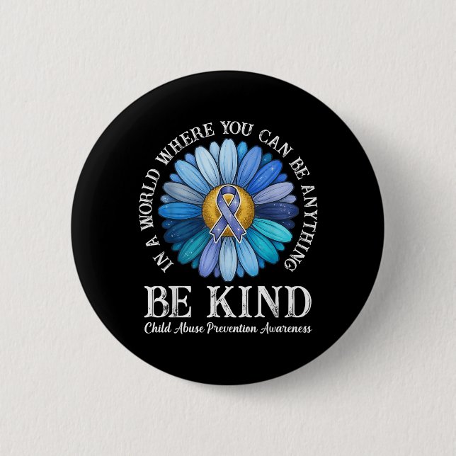 Sei nett Daisy Blume Blau Kindesmissbrauchsprävent Button (Vorderseite)