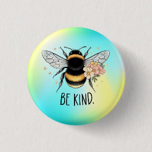 Sei nett, florales, süßes Bienen-Inspirationsdesig Button