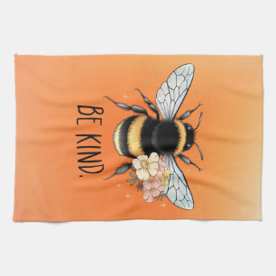Sei nett, florales, süßes Bienen-Inspirationsdesig Geschirrtuch