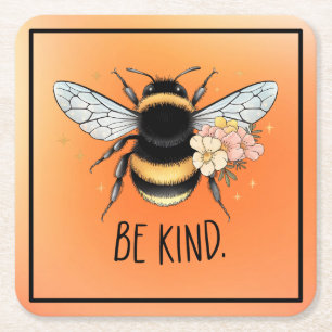 Sei nett, florales, süßes Bienen-Inspirationsdesig Rechteckiger Pappuntersetzer