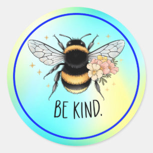 Sei nett, florales, süßes Bienen-Inspirationsdesig Runder Aufkleber