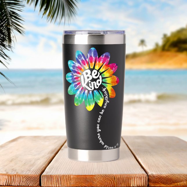Sei nett, groovy Tie Dye Flower Power Thermobecher (Strand (gedreht))