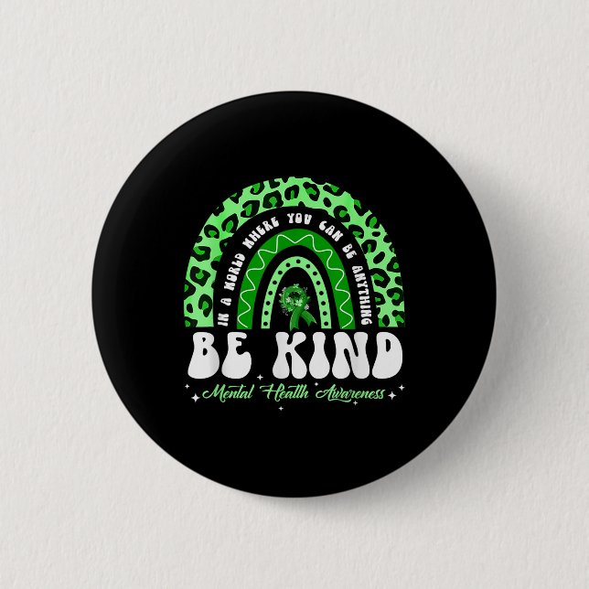 Sei nett grüner Leopard-Regenbogen für die psychis Button (Vorderseite)