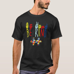 Sei nett Hand Gebärdensprache Autismus Puzzle Bewu T-Shirt