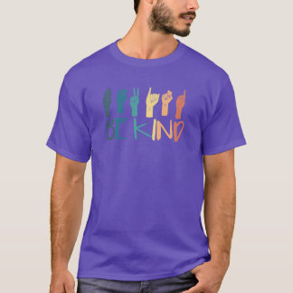 Sei nett Handzeichensprache-Lehrer Retro Dolmetsch T-Shirt