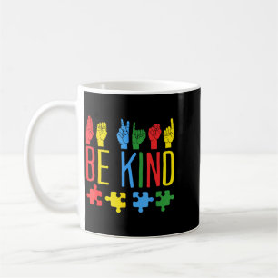 Sei nett Handzeichensprache-Puzzle Au Bewusstsein Kaffeetasse