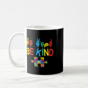 Sei nett Handzeichensprache Puzzle Autismus-Bewuss Kaffeetasse