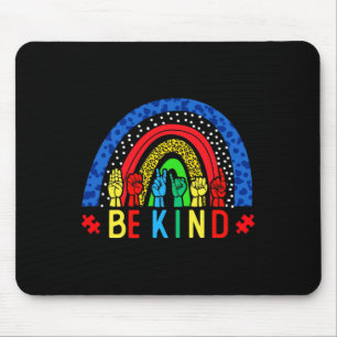 Sei nett Handzeichensprache Puzzle Autismus-Bewuss Mousepad