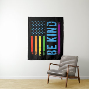 Sei nett Lgbt Lgbtq Gay Pride Regenbogen Wandteppich
