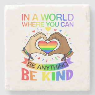 Sei nett LGBT Stolz Regenbogen Gleichheit Bewussts Steinuntersetzer