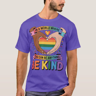 Sei nett LGBTQ Regenbogen-Herz-Einheits- und Stolz T-Shirt