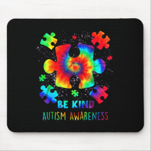 Sei nett Puzzle-Teile Tie Dye Autismus-Bewusstsein Mousepad
